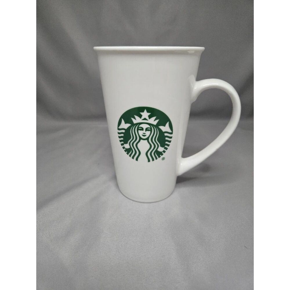 Starbucks 2015 White Ceramic Siren Logo Tall Coffee Mug 18 fl oz/532 ml